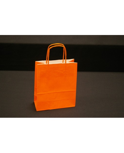 Bolsa de papel con asa retorcida, color Naranja