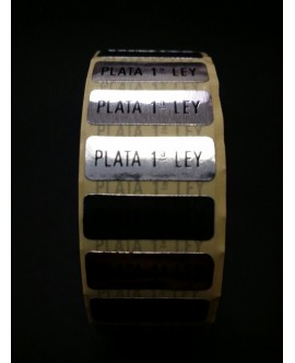 Etiquetas adhesivas "Plata 1ª Ley" Rectángular.