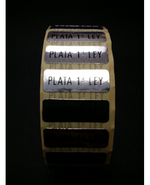 Etiquetas adhesivas "Plata 1ª Ley" Rectángular.
