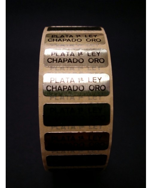 Etiquetas adhesivas "Plata 1ª Ley Chapado Oro"