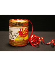Rafia Sintética, bicolor Rojo/Dorado.