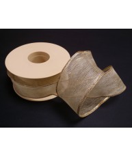 Cinta Lazo Poliester Alambrado, Beis.