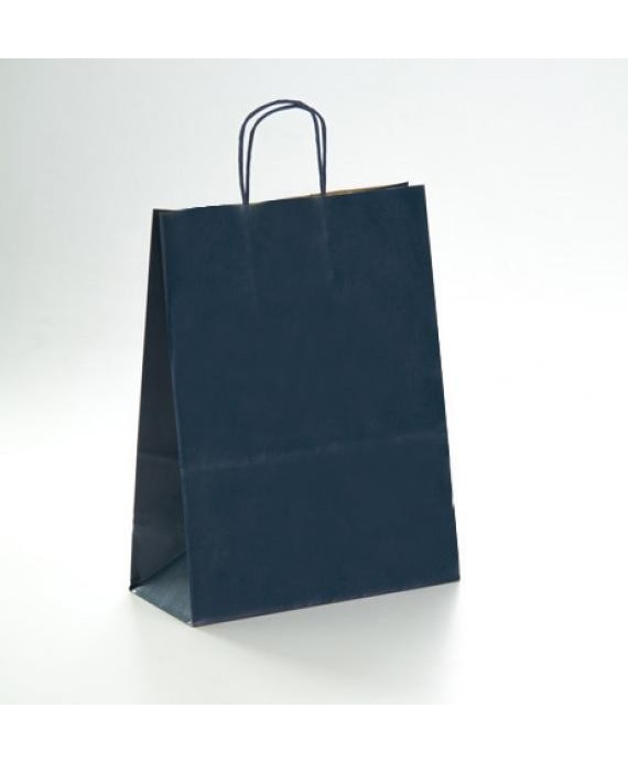 Bolsa de papel con asa retorcida, color Azul oscuro.