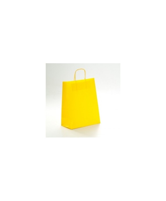 Bolsa de papel con asa retorcida, color Amarillo.