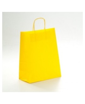 Bolsa de papel con asa retorcida, color Amarillo.