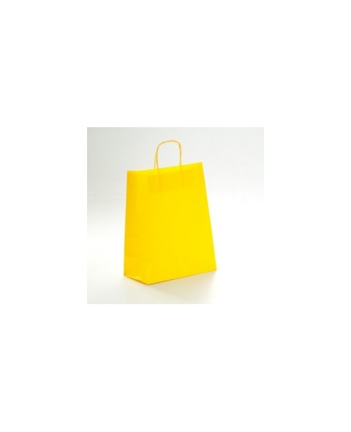 Bolsa de papel con asa retorcida, color Amarillo.