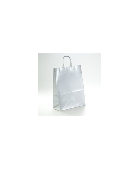 Bolsa de papel con asa retorcida, color Plata