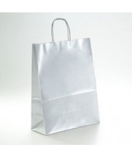 Bolsa de papel con asa retorcida, color Plata