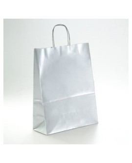 Bolsa de papel con asa retorcida, color Plata