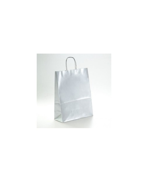 Bolsa de papel con asa retorcida, color Plata
