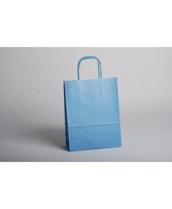 Bolsa de papel con asa retorcida, color Azul claro.