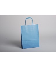 Bolsa de papel con asa retorcida, color Azul claro.