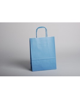 Bolsa de papel con asa retorcida, color Azul claro.